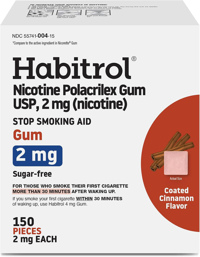 Habitrol Nicotine Gum 2 mg, Cinnamon Flavor, 150 Count