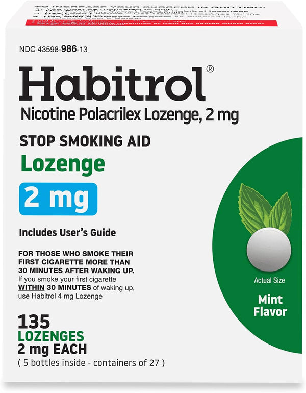 Habitrol Nicotine Lozenges 2 mg, Mint Flavor, 135 Count
