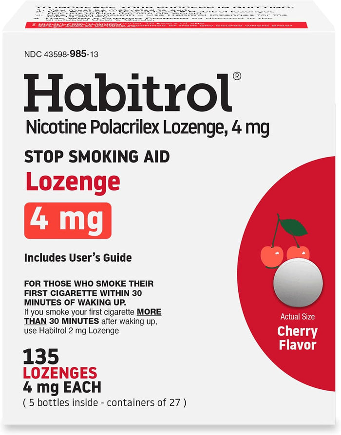 Habitrol Nicotine Lozenges 4 mg, Cherry Flavor, 135 Count