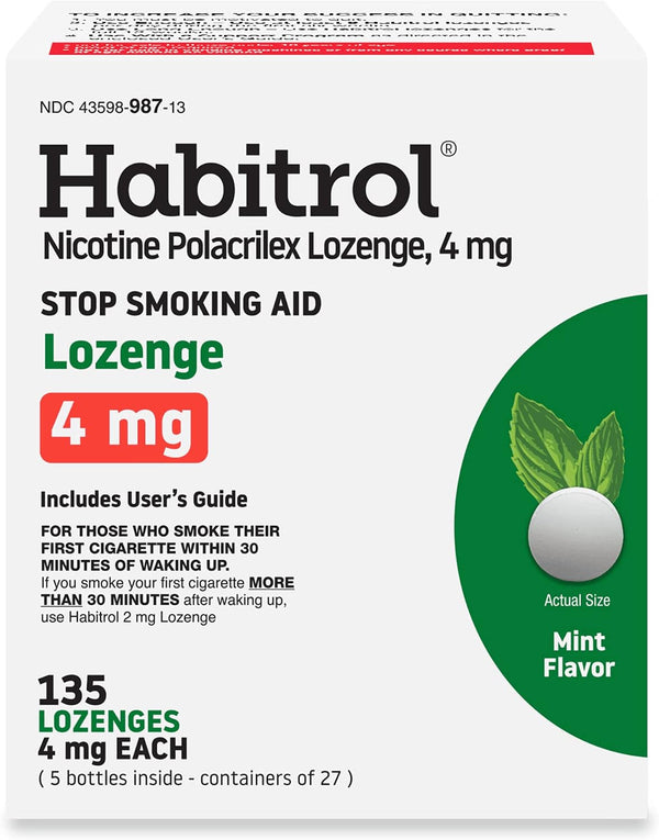Habitrol Nicotine Lozenges 4 mg, Mint Flavor, 135 Count