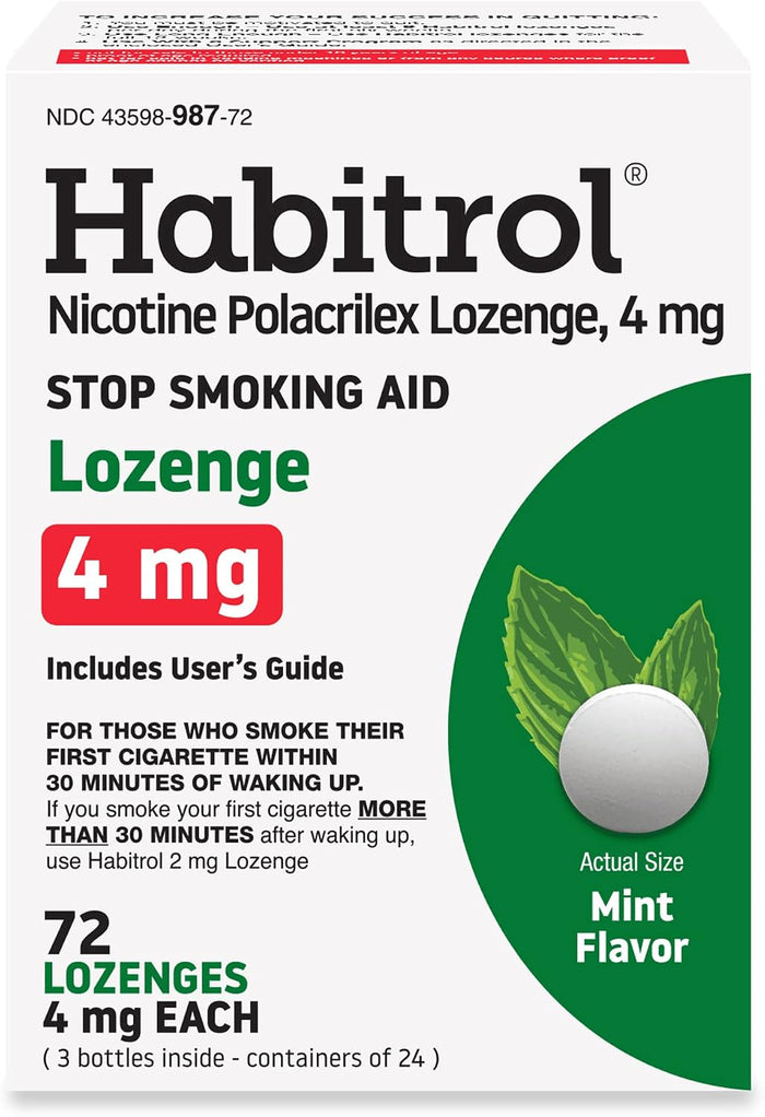 Habitrol Nicotine Lozenges 4 mg, Mint Flavor, 72 Count