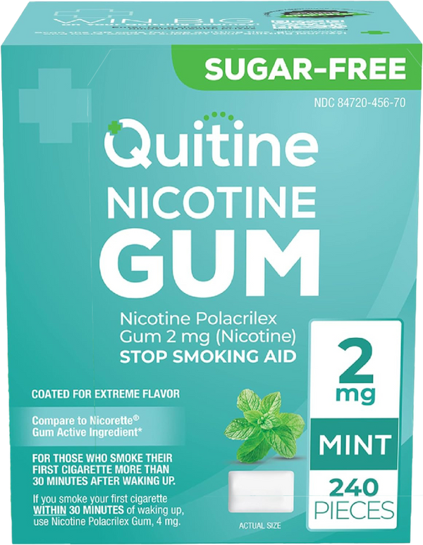 Nicotine Gum 2mg Mint, 240 Count