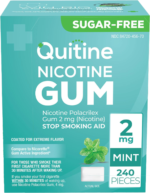 Quitine Nicotine Gum 2mg Mint, 240 Count