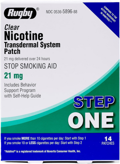 Clear Nicotine Patches - 21mg, Step 1 - 14 Count