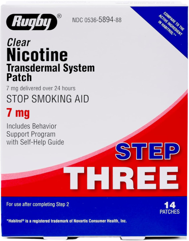 Rugby Clear Nicotine Patches 7mg: Quit Smoking Aid Step 3